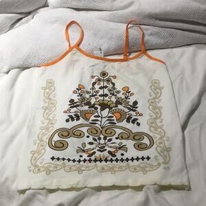 Connection 18 M cream orange graphic tank NWT egyptian vibes